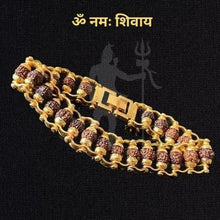 Load image into Gallery viewer, Gold Plated Rudraksha Bracelet for Men